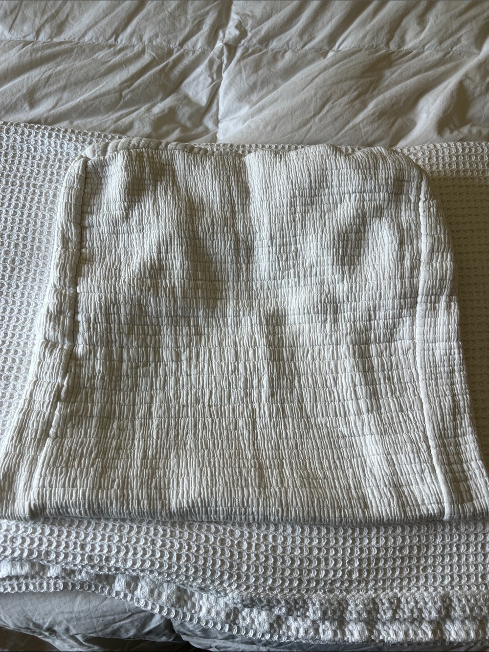 West Elm x PBK White Textured Smocked changing pad cover
